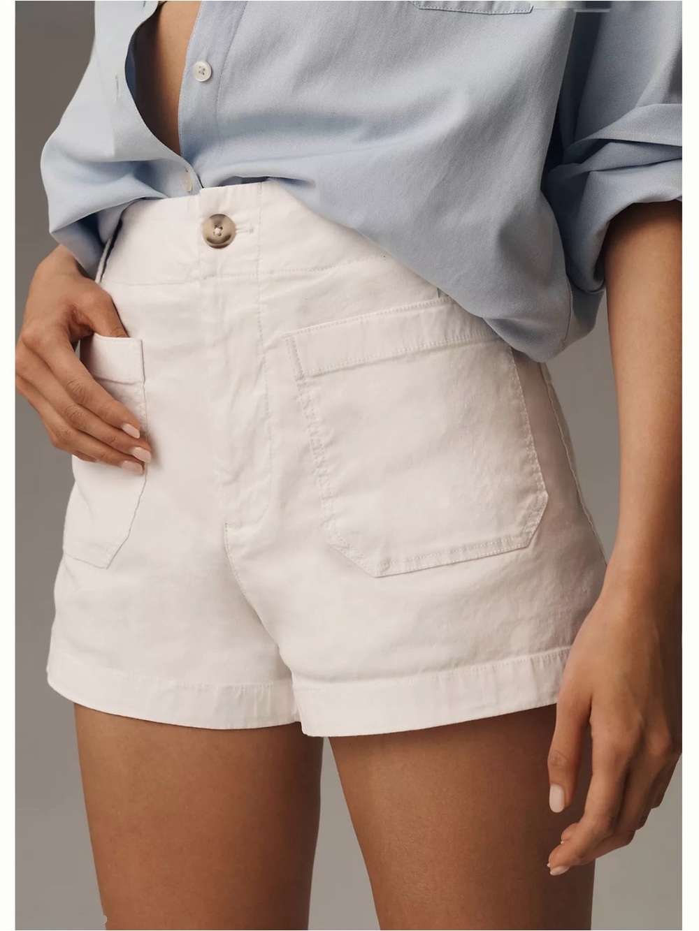 NWT Anthropologie Maeve Colette High-Waist White Cotton Shorts SZ 29